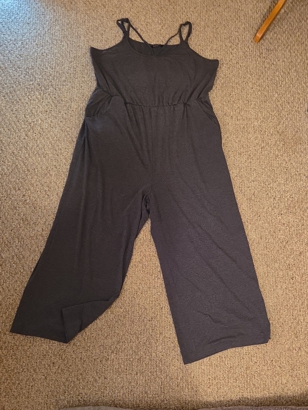 BloomChic Charcoal Gray Wide-Leg Strappy Jumpsuit